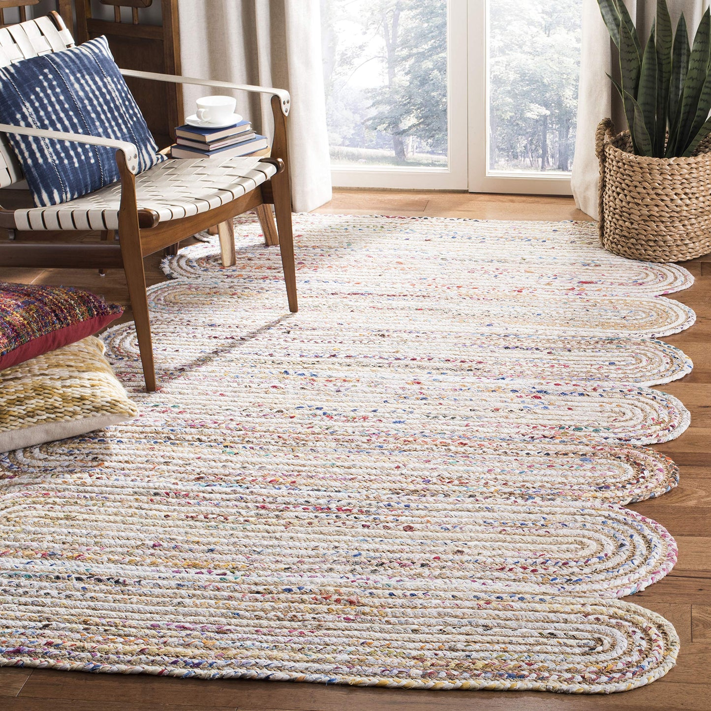 SAFAVIEH Cape Cod Collection Accent Rug - 3' x 5', Ivory & Multi, Handmade Braided Jute & Cotton, Ideal for High Traffic Areas in Entryway, Living Room, Bedroom (CAP208A)