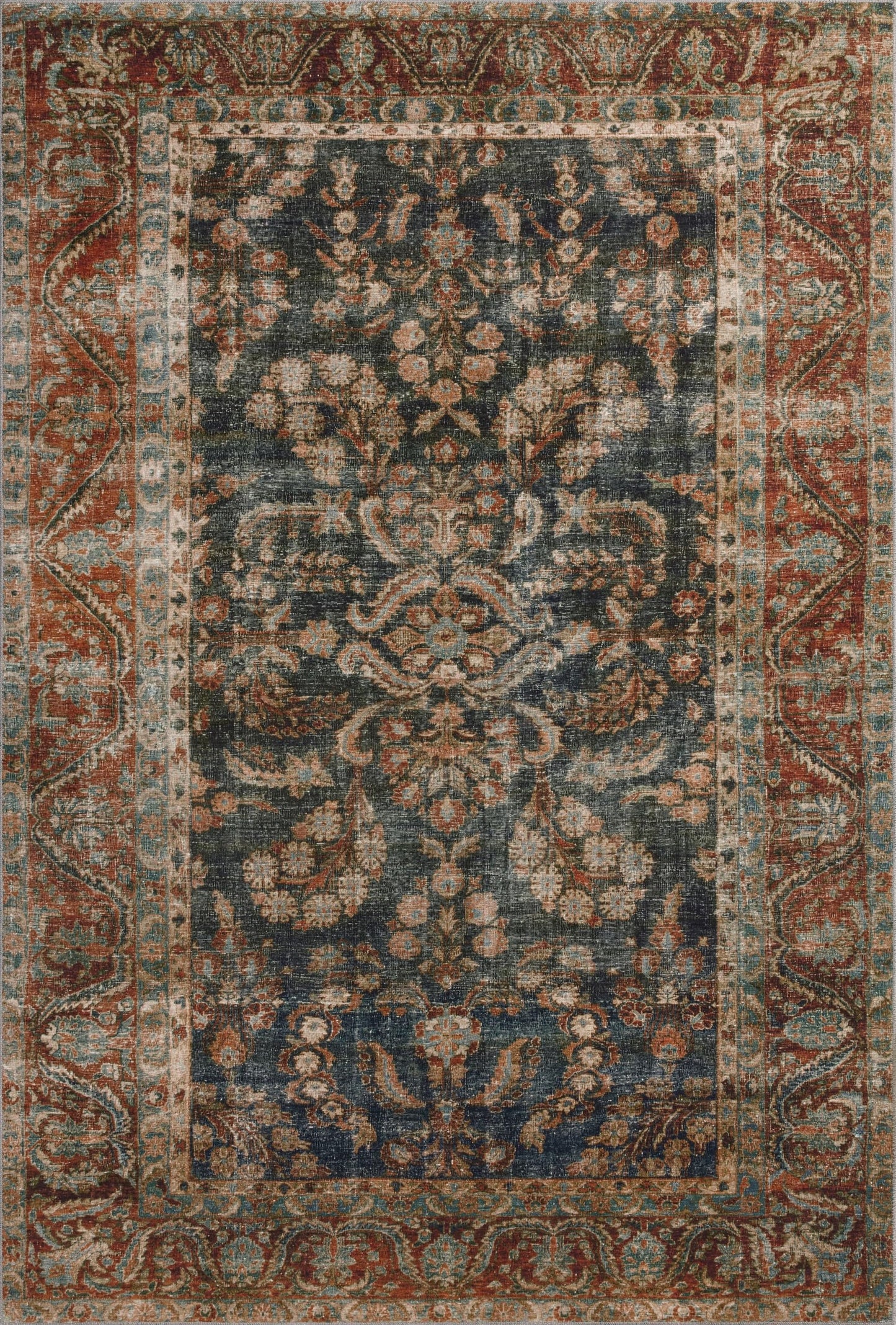Loloi Chris Loves Julia Jules Collection JUL-10 Ocean/Spice 8'-6" x 11'-6", .13" Pile Height, Area Rug