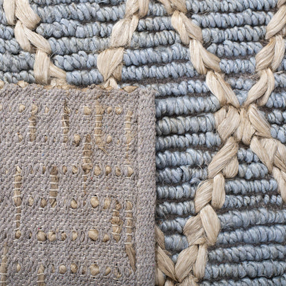 SAFAVIEH Natural Fiber Collection Runner Rug - 2'6" x 12', Light Blue, Handmade Boho Moroccan Trellis Jute, Ideal for High Traffic Areas in Living Room, Bedroom (NF951L)
