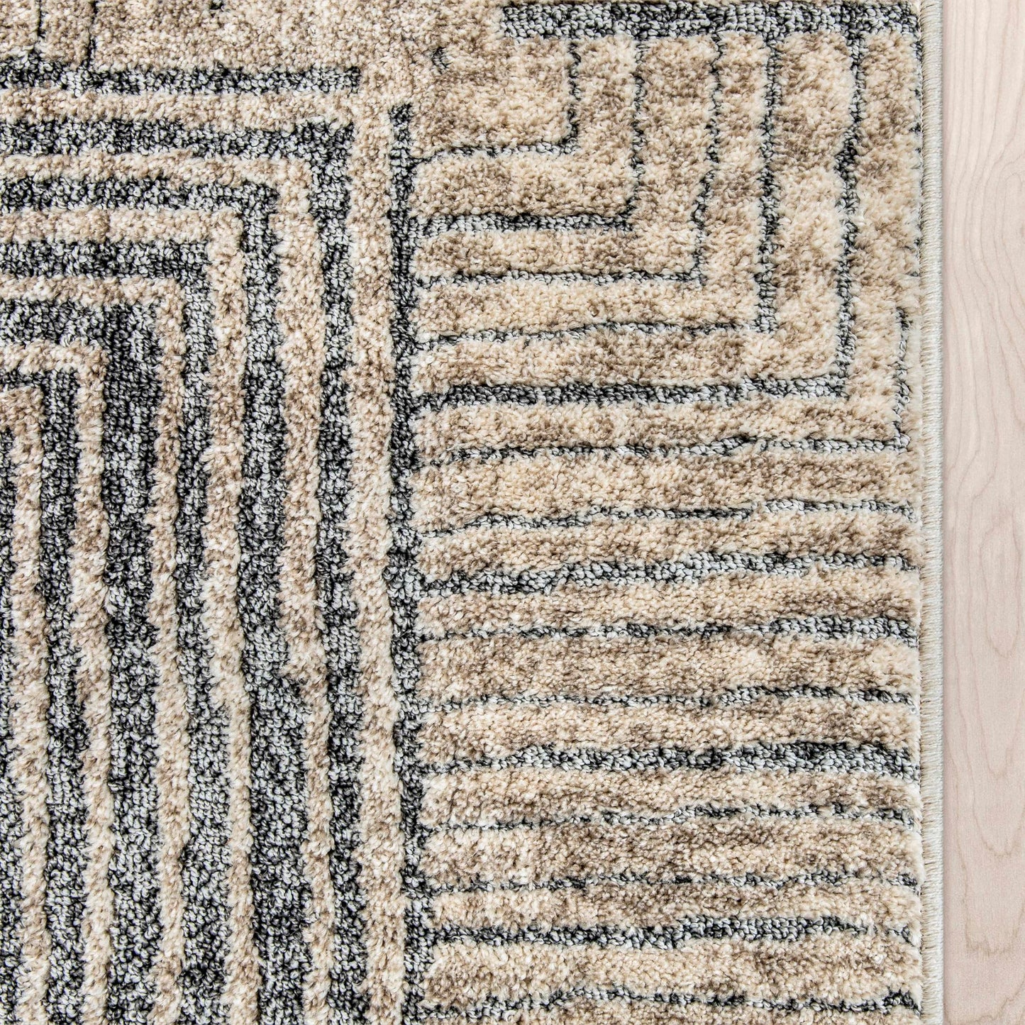 Well Woven Custom Size Hallway Stair Runner - Choose Your Length - 27 Inches Wide x 19 Feet Long Runner (27" x 19' Runner) Rug - Ivory-Grey Sula Soft Touch, Modern Geometric - Hi-Lo Pile