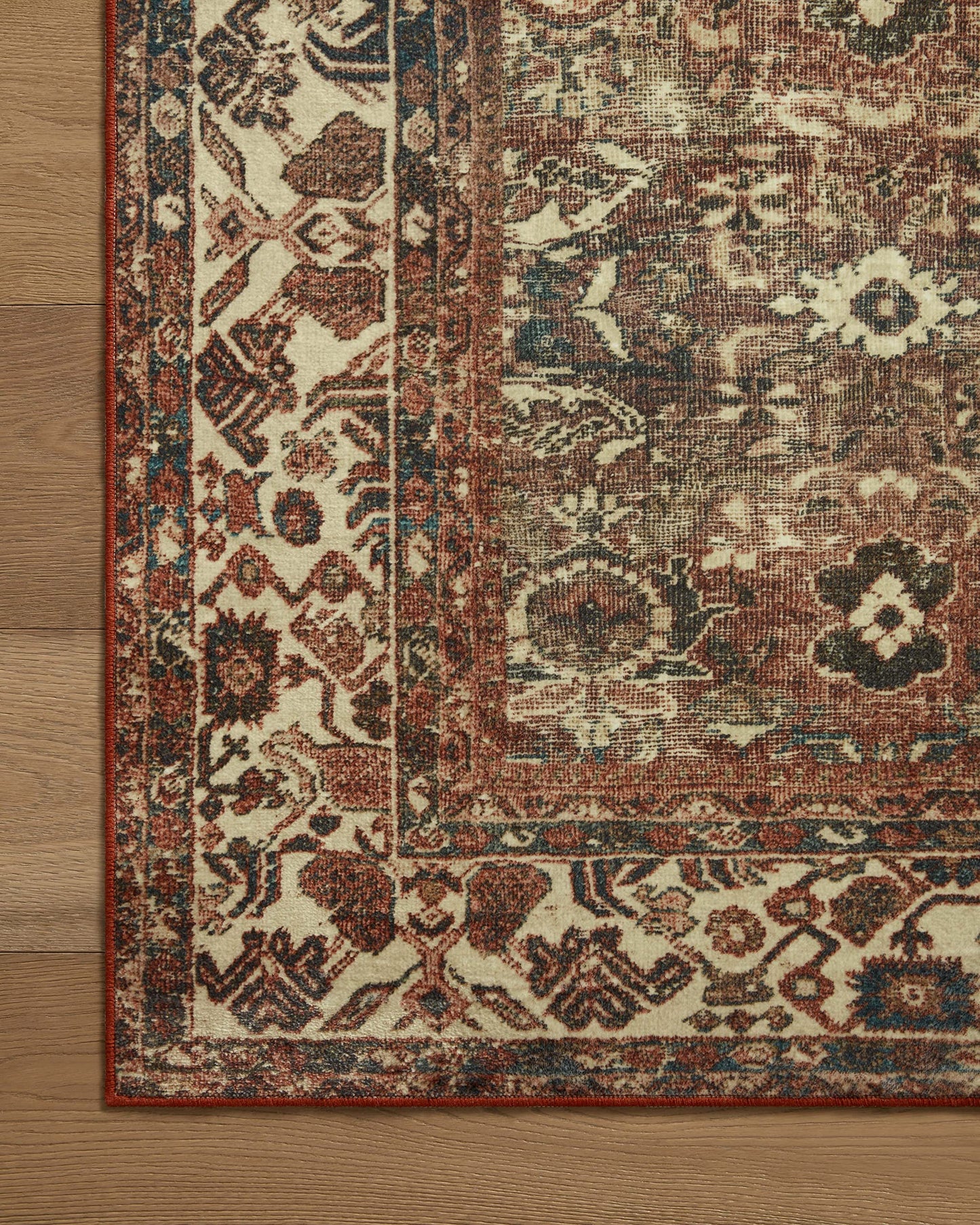 Loloi Magnolia Home by Joanna Gaines Banks Collection BAN-04 Brick/Ivory 5'-0" x 7'-6", .13" Pile Height, Machine Washable, Area Rug
