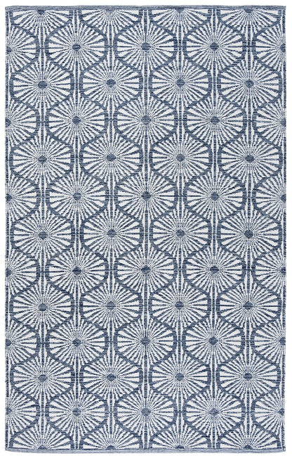SAFAVIEH Montauk Collection Area Rug - 5' x 8', Navy & Ivory, Handmade Cotton, Ideal for High Traffic Areas in Living Room, Bedroom (MTK606C)