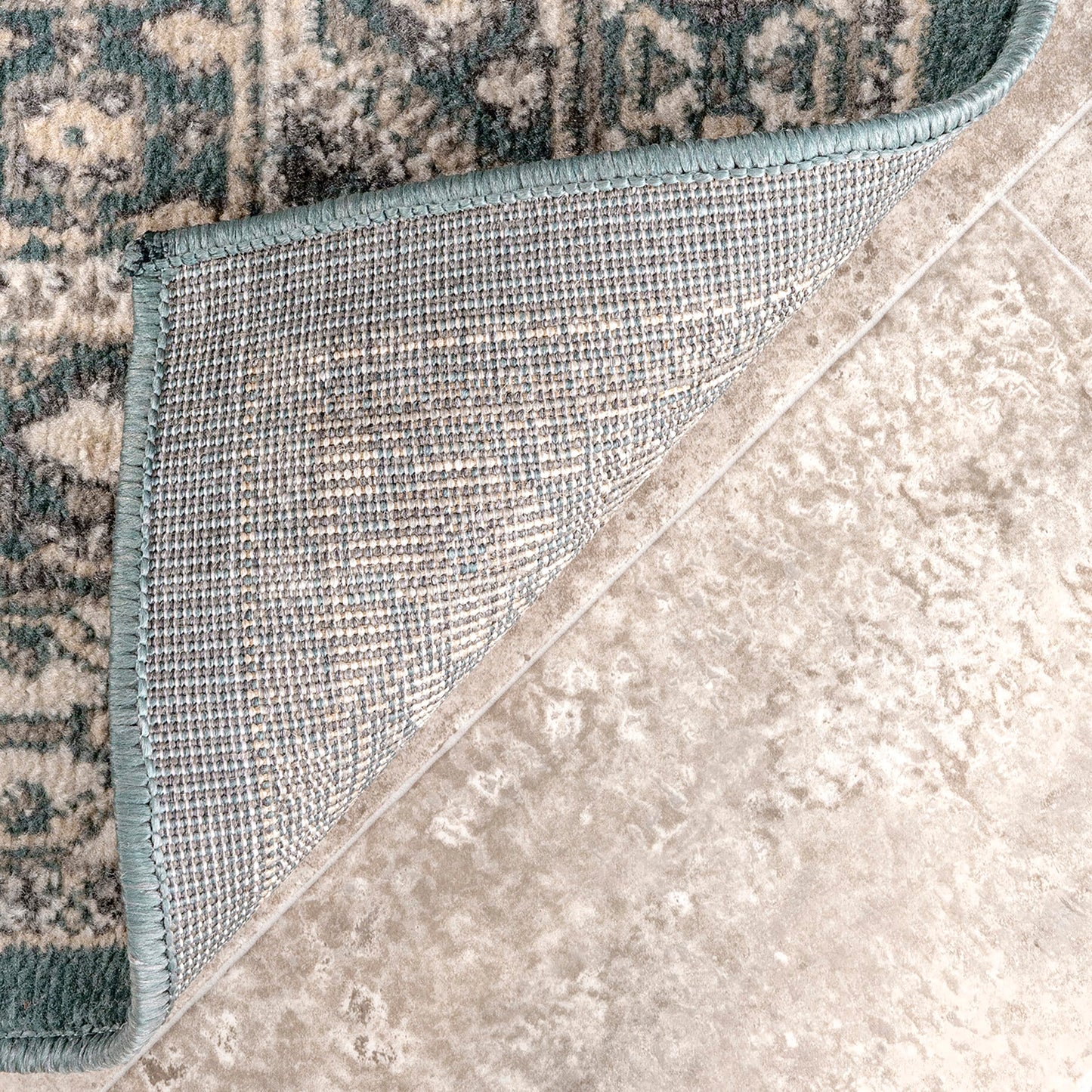 Nuloom Becca Blue/Ivory, 6' Round, Traditional Tiled, Soft and Cozy, High Traffic, Stain Resistant, Easy Clean, Durable Area Rug for Bedroom, Living Room, Dining Space, Den, Foyer, Entryway