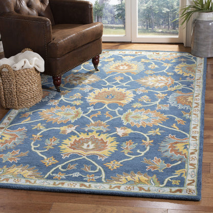 SAFAVIEH Heritage Collection Area Rug - 6' x 9', Navy, Handmade Traditional Oriental Wool, Ideal for High Traffic Areas in Living Room, Bedroom (HG654A)