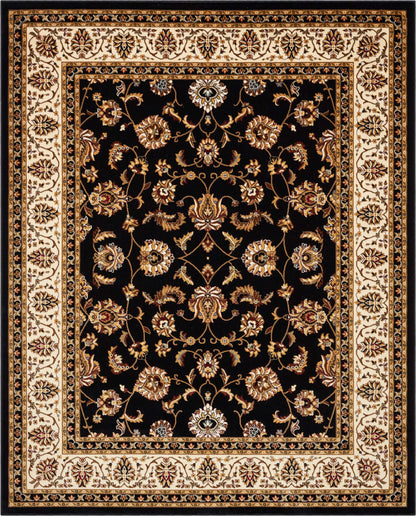 Well Woven Barclay Collection Sarouk Black 8x10 Area Rug - for Living Room, Bedroom, and Dining Room