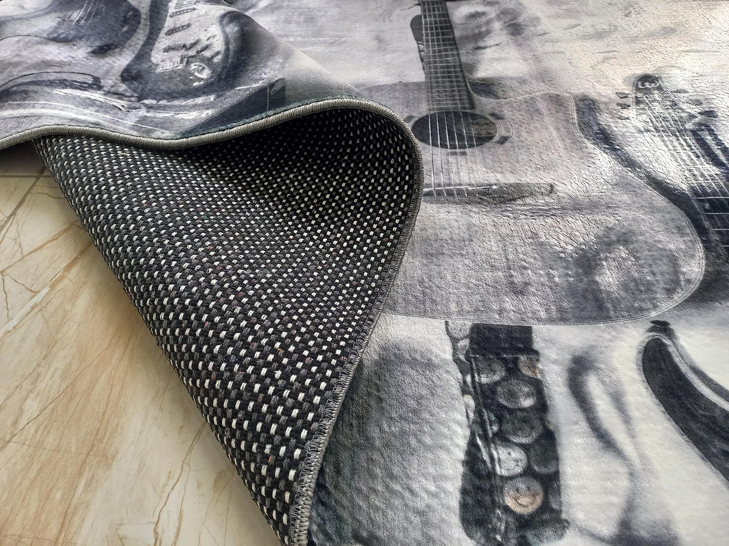rughouse34 Guitar Design Music Area Rug for Living Room, Salon Decor, Personalized Gift, Modern, 3D, Home Decor