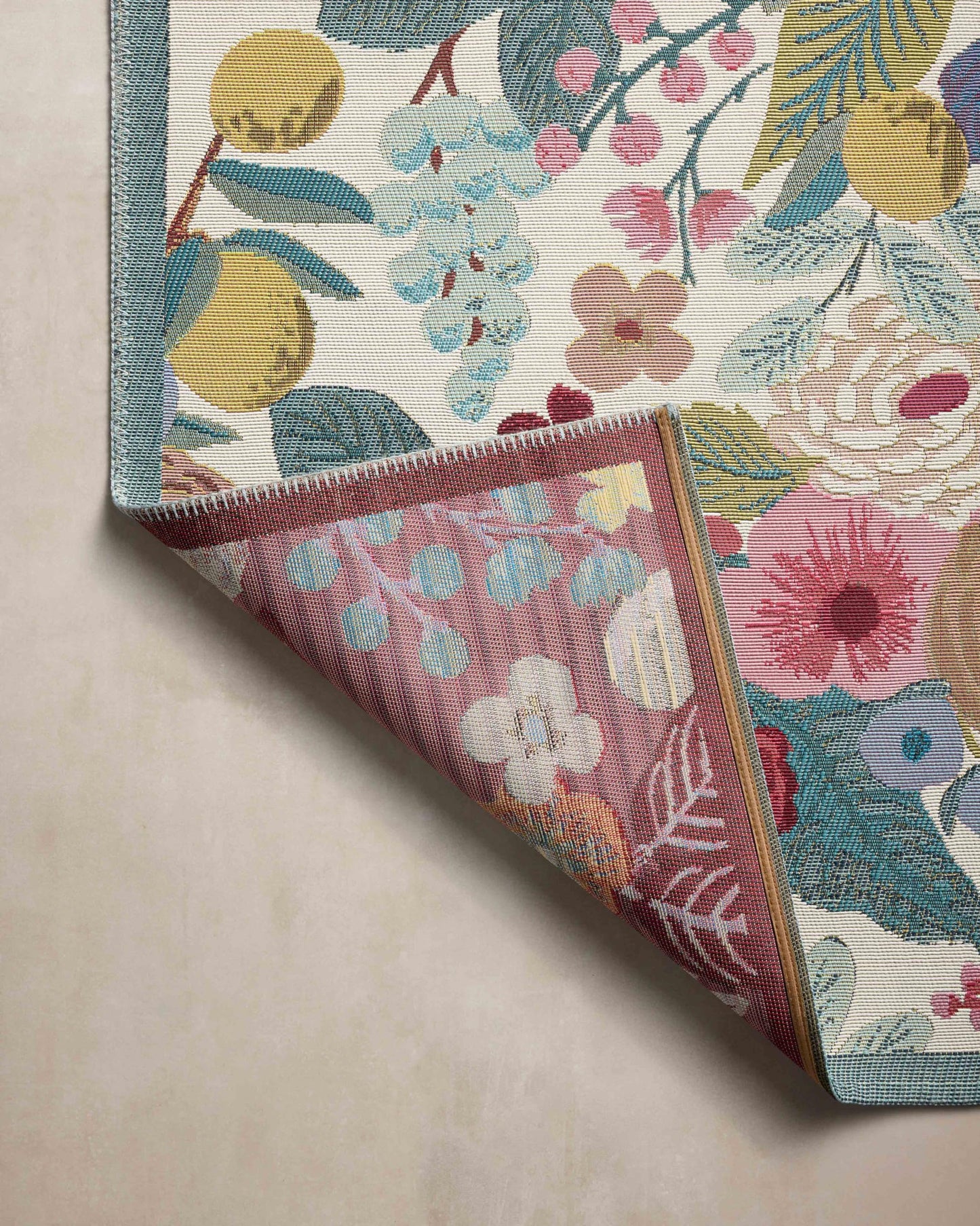 Loloi Rifle Paper Co. Perennial Collection Garden Party PRN-04 Rose/Multi 6'-7" x 9'-4" Indoor/Outdoor Area Rug