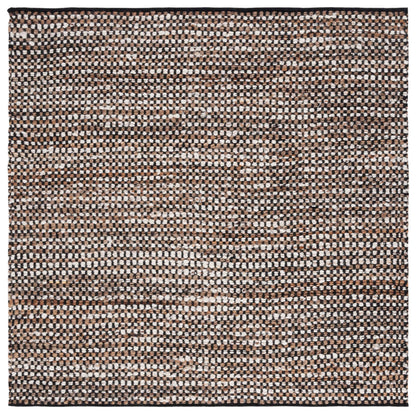 SAFAVIEH Natura Collection Area Rug - 6' Square, Black & Ivory, Handmade Flat Weave Wool & Jute, Ideal for High Traffic Areas in Living Room, Bedroom (NAT349Z)