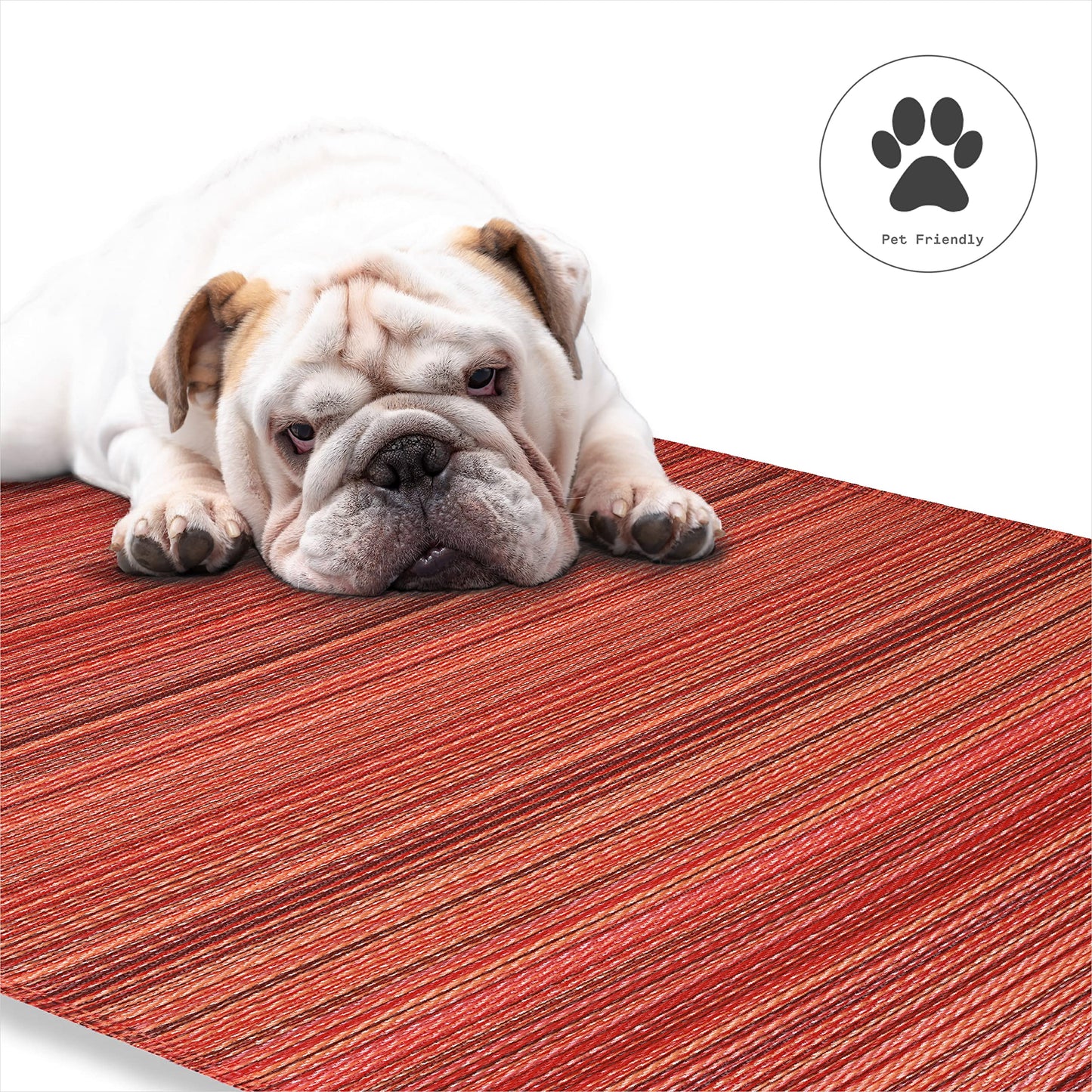 Fab Habitat Striped Outdoor Rug - Waterproof, Fade Resistant, Crease-Free, Reversible - Premium Recycled Plastic - Patio Porch Balcony Deck - Cancun Sunset - 8x10 ft