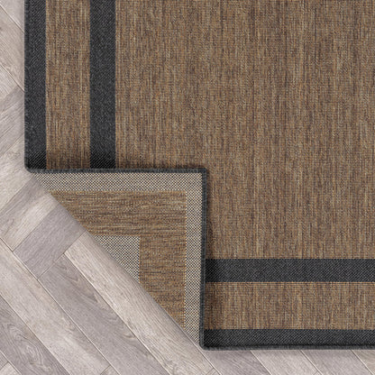 Rugshop Border Plain Indoor Outdoor Flat Woven Area Rug,Natural Jute-Style,Easy-Care Patio Rug for Backyard Porch Deck Balcony, 6'6" x 9' Dark Gray/Natural