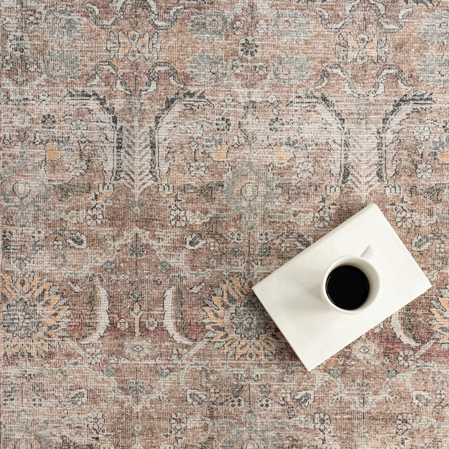 Nuloom Hillstone Collection Deidra Light Brown/Ivory, 6'7" x 9', Vintage Medallion, Soft and Cozy, High Traffic, Stain Resistant, Easy Clean, Durable Area Rug for Bedroom, Living Room, Dining, Foyer