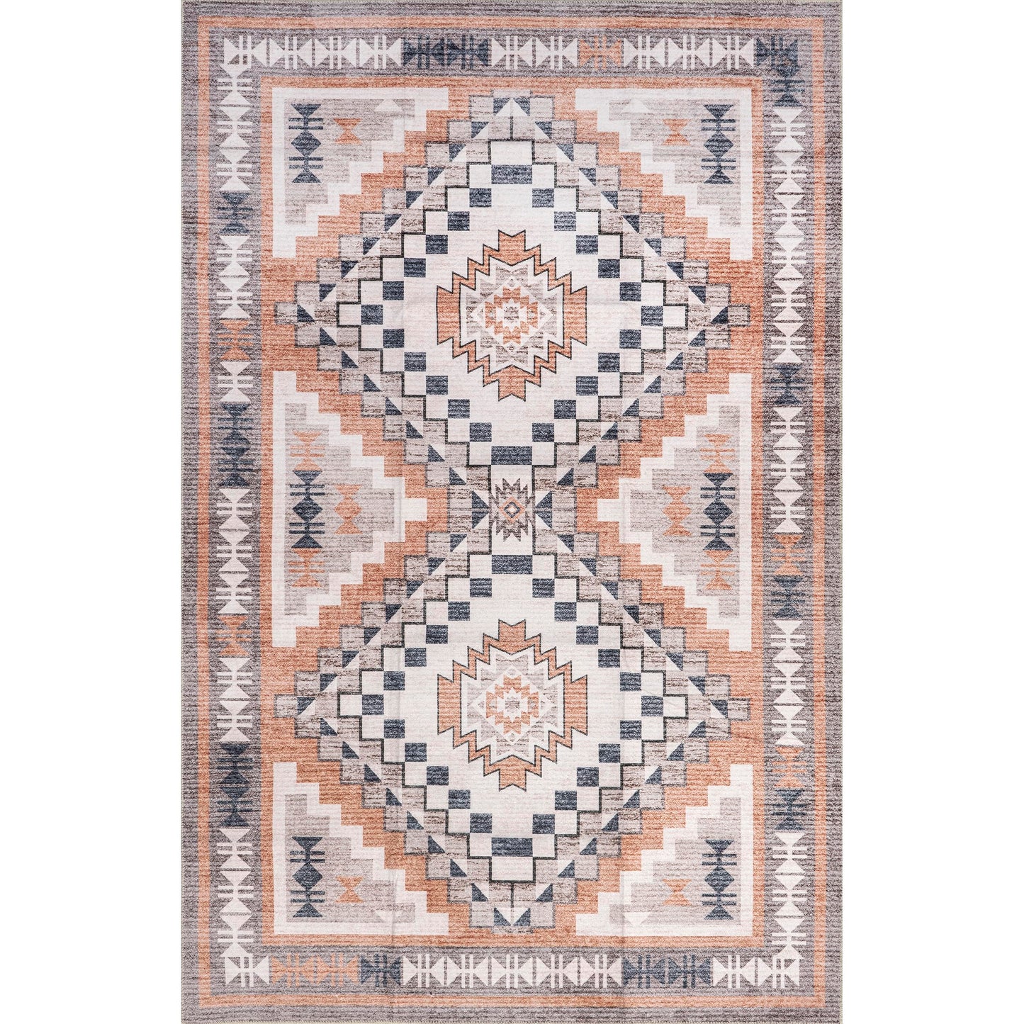 Nuloom SpinClean Leighton Beige/Ivory, 4' x 6', Tribal, Soft and Cozy,, High Traffic, Stain Resistant, Easy Clean, Durable, Machine Washable Area Rug for Bedroom, Living Room, Dining, Entryway