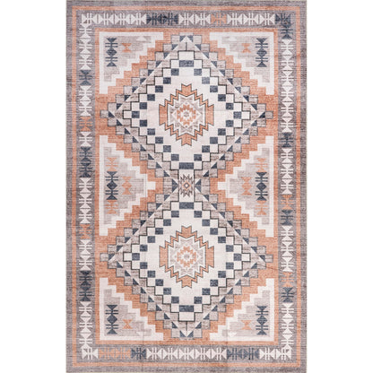 Nuloom SpinClean Leighton Beige/Ivory, 4' x 6', Tribal, Soft and Cozy,, High Traffic, Stain Resistant, Easy Clean, Durable, Machine Washable Area Rug for Bedroom, Living Room, Dining, Entryway