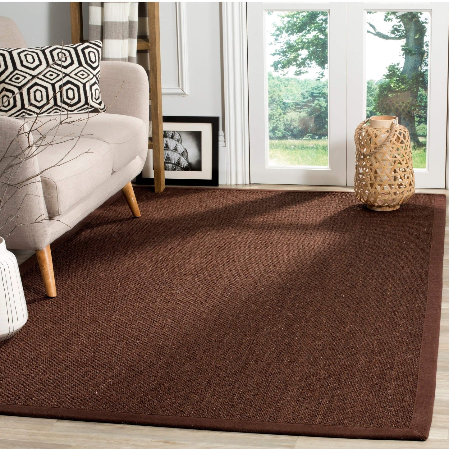 SAFAVIEH Area Rug 8x10 - Natural Fiber Collection - Large - Chocolate & Dark Brown, Sisal, Rustic Farmhouse Style, Ideal for Living Room, Bedroom, Dining Space (NF133D)