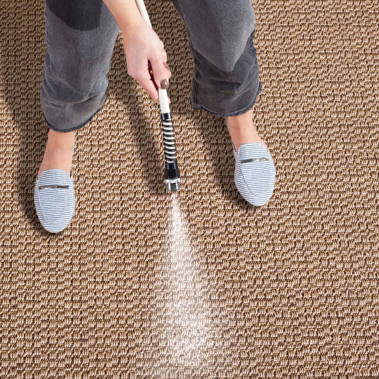 SAFAVIEH Washable Rug Outdoor Atrium Sisal Collection - 7' Square, Beige, Non-Shedding & Easy to Clean, Ideal for Patio, Backyard, Mudroom (ATM103B)