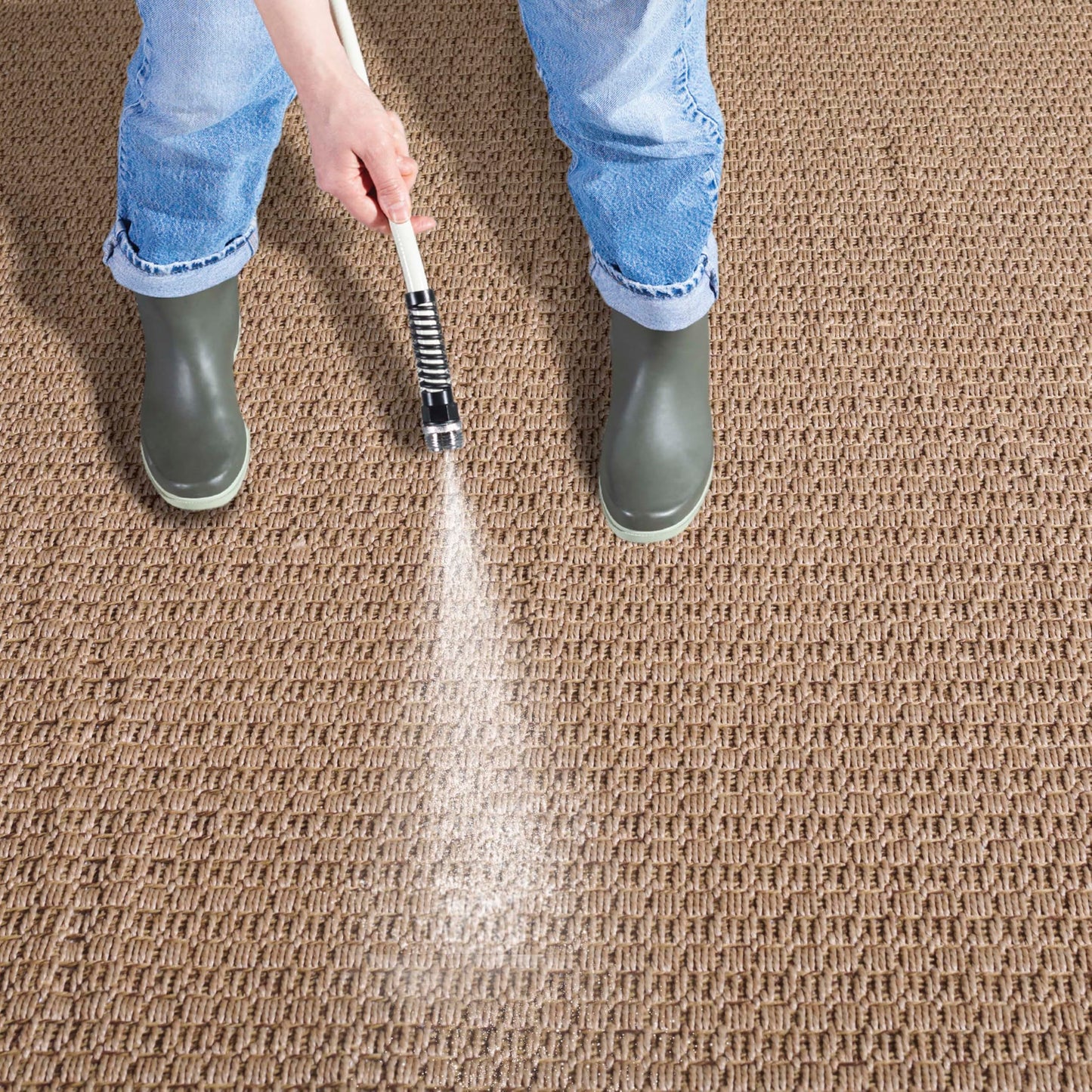 SAFAVIEH Washable Rug Outdoor Atrium Sisal Collection - 4' x 6', Beige, Non-Shedding & Easy to Clean, Ideal for Patio, Backyard, Mudroom (ATM101B)