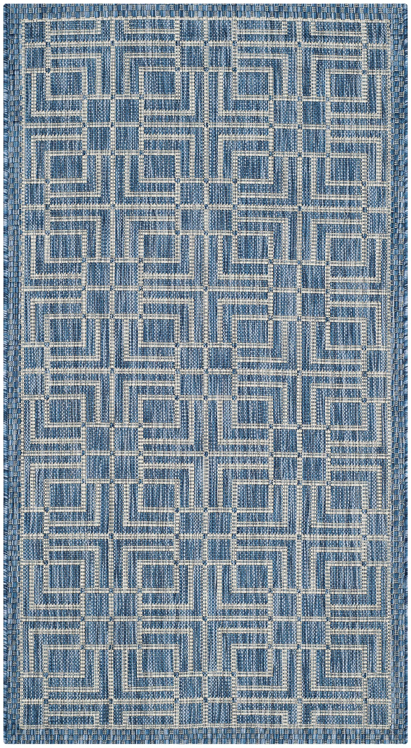 SAFAVIEH Washable Rug Outdoor Courtyard Collection - 2'7" x 5', Navy & Grey, Non-Shedding & Easy Cleaning, Ideal for Patio, Backyard, Mudroom (CY8467-36821)