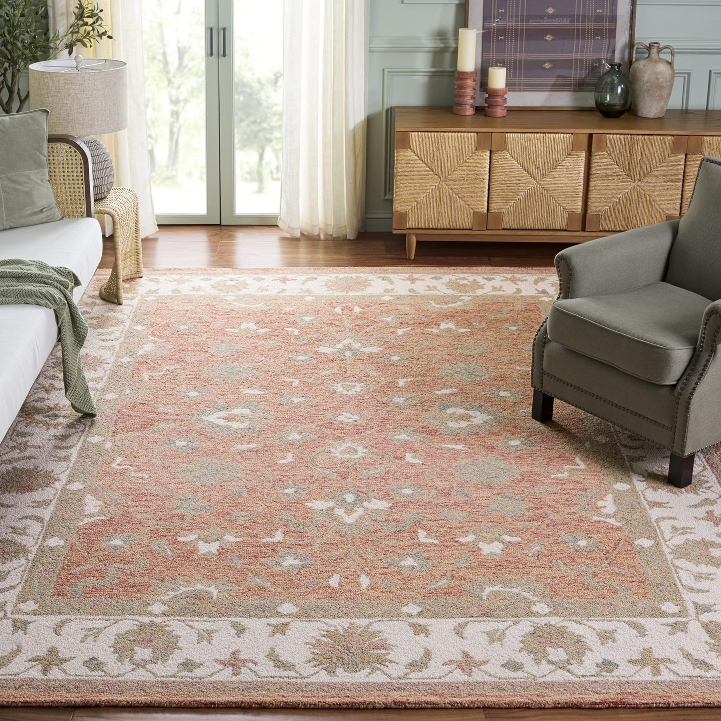 SAFAVIEH Area Rug 9x12 - Heritage Collection - Large - Rust & Ivory, Handmade Wool, Ideal for Living Room, Bedroom, Dining Space (HG125P)