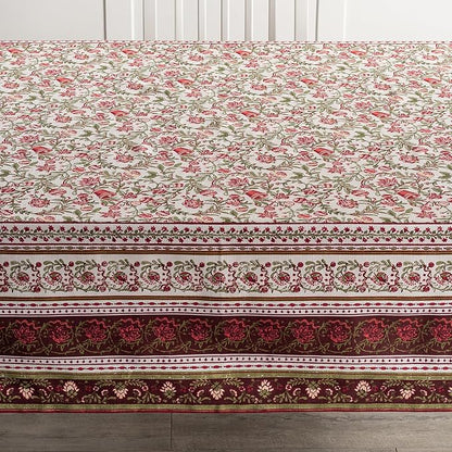 Maison d' Hermine Table Cloth Rectangle Table 100% Cotton 70 x 140 Inches Fall Tablecloth Reusable Everyday Use for Thanksgiving Christmas Decorations Dining Farmhouse Party (Reveillon Au Jardin)