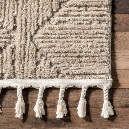 Nuloom Kerry Beige, 7'10" x 10', Geometric, Soft and Cozy, High Traffic, Stain Resistant, Easy Clean, Durable Area Rug for Bedroom, Living Room, Dining Space, Den, Foyer, Entryway