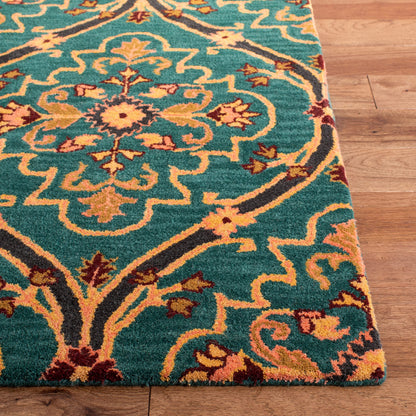 SAFAVIEH Heritage Collection 4' x 6' Green/Orange HG475Y Handmade Traditional Oriental Premium Wool Entryway Living Room Foyer Bedroom Accent Rug