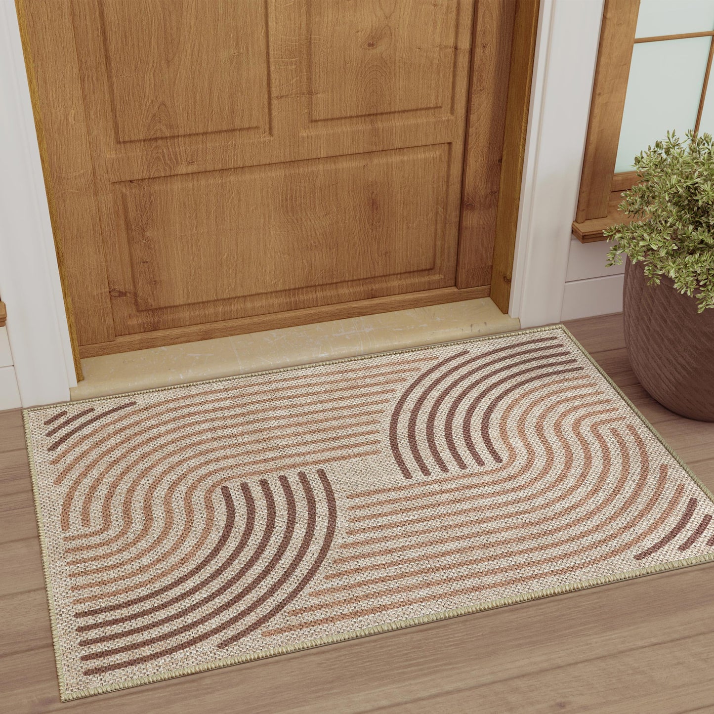 CASTLYE Easy Jute 8x10 Brown Outdoor Patio Rug Machine Washable Boho Carpet
