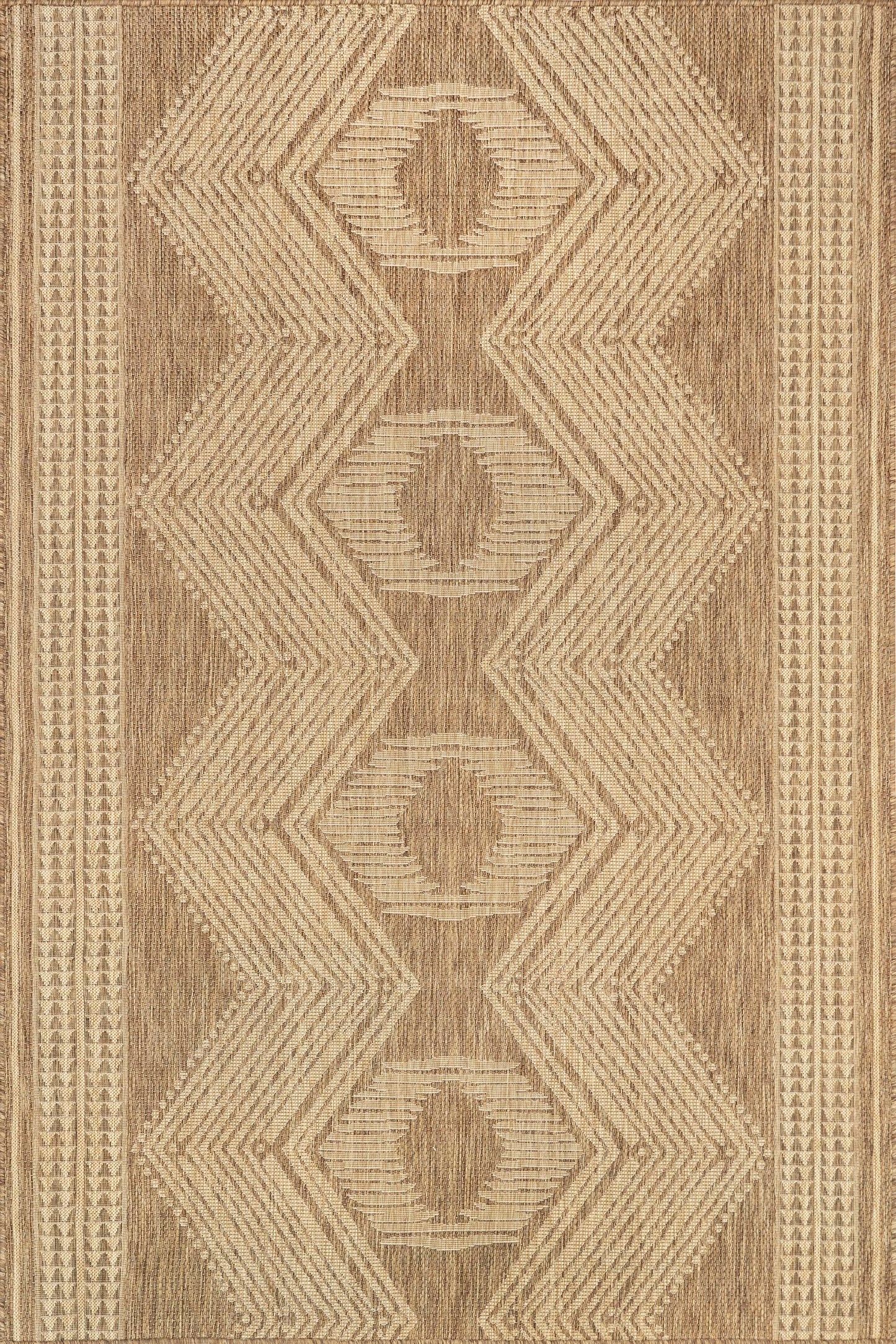 Nuloom Ranya Light Brown/Ivory, 8' x 10', Tribal Geometric, Soft and Cozy, High Traffic, Stain Resistant, Easy Clean, Durable Area Rug for Indoor/Outdoor Patio, Deck, Porch, Garden, Courtyard