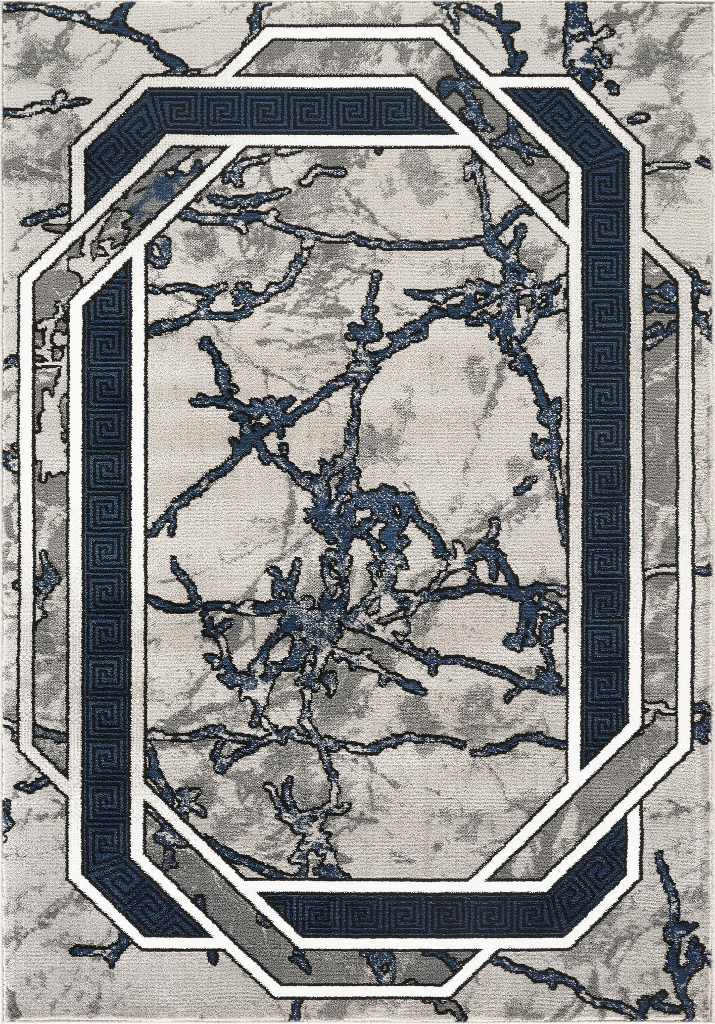 GLORY RUGS Area Rug Modern 8x10 Navy Grey White Black Soft Contemporary Floor Carpet with Premium Fluffy Texture for Indoor Living Dining Room and Bedroom Area