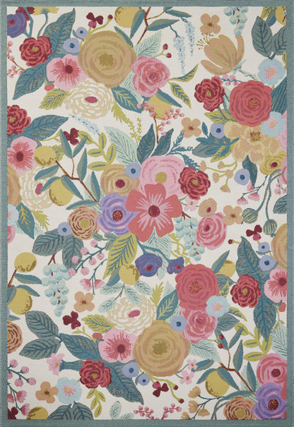 Loloi Rifle Paper Co. Perennial Collection Garden Party PRN-04 Rose/Multi 5'-3" x 7'-8" Indoor/Outdoor Area Rug