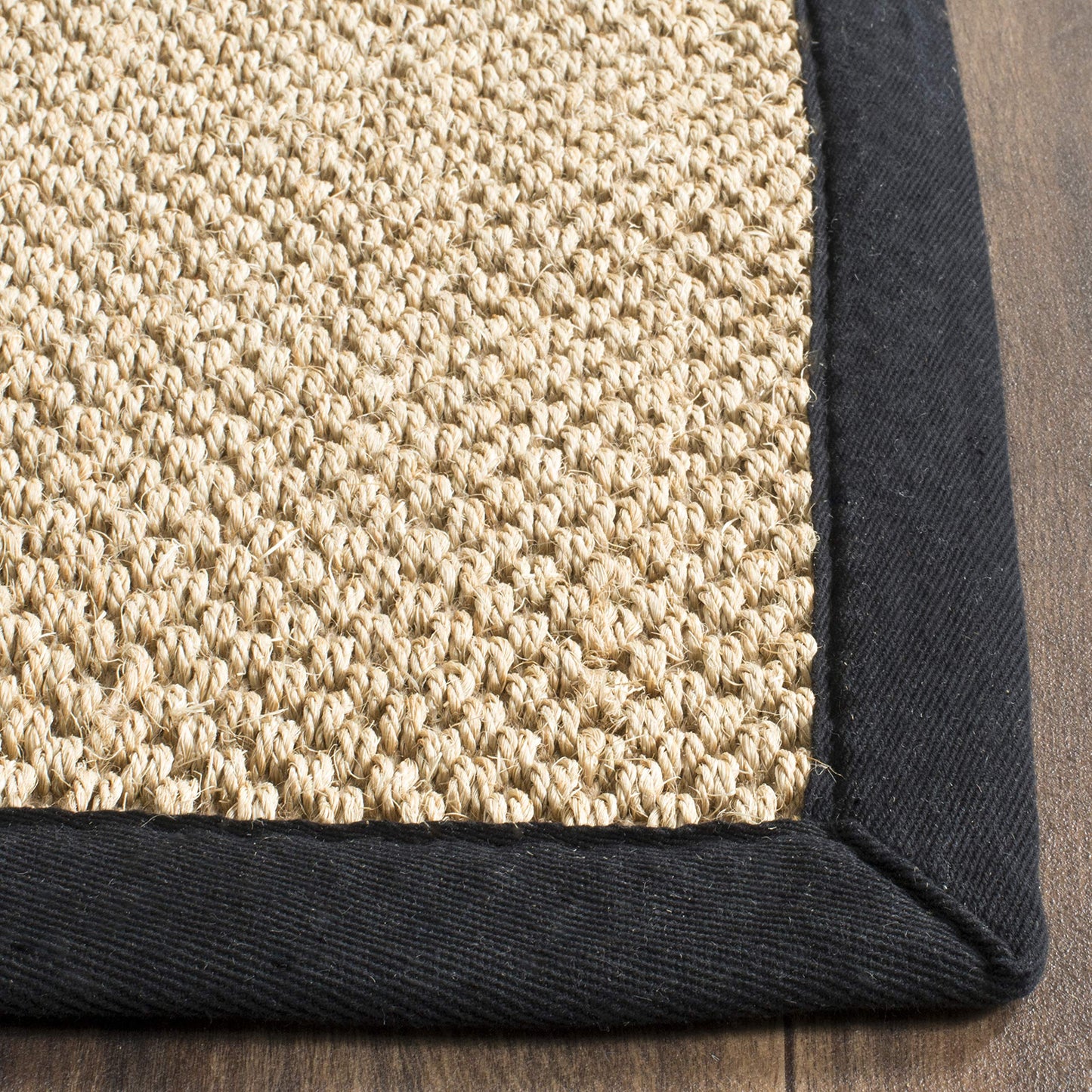 SAFAVIEH Area Rug 2x3 - Natural Fiber Collection - Maize & Black, Sisal, Woven Design with Border (NF141A)