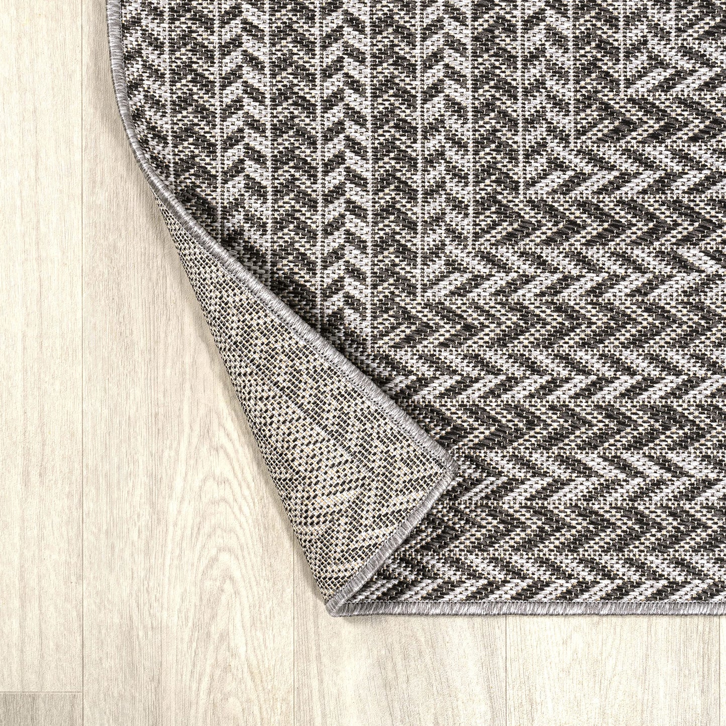 JONATHAN Y Concentric Squares Indoor Outdoor Runner Rug 2X8 Black/Light Gray, Chevron Modern for Backyard, Patio, Porch, Easy-Cleaning, High Traffic, Pet-Friendly, Non-Shedding (SMB206B-28)