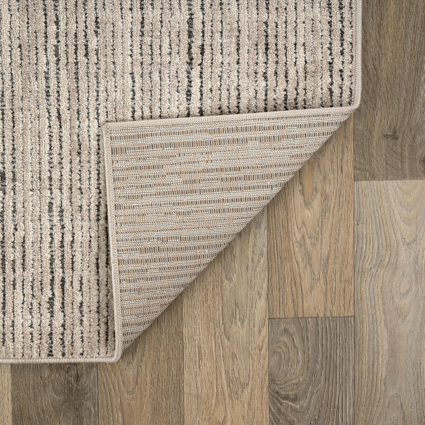 Rugshop Textured High-Low Indoor Area Rug, Neutral Stripe Design, Jute Backing, Living Room Bedroom Kitchen Rug, Easy-Care Spot Clean, 5' x 7' Beige/Gray