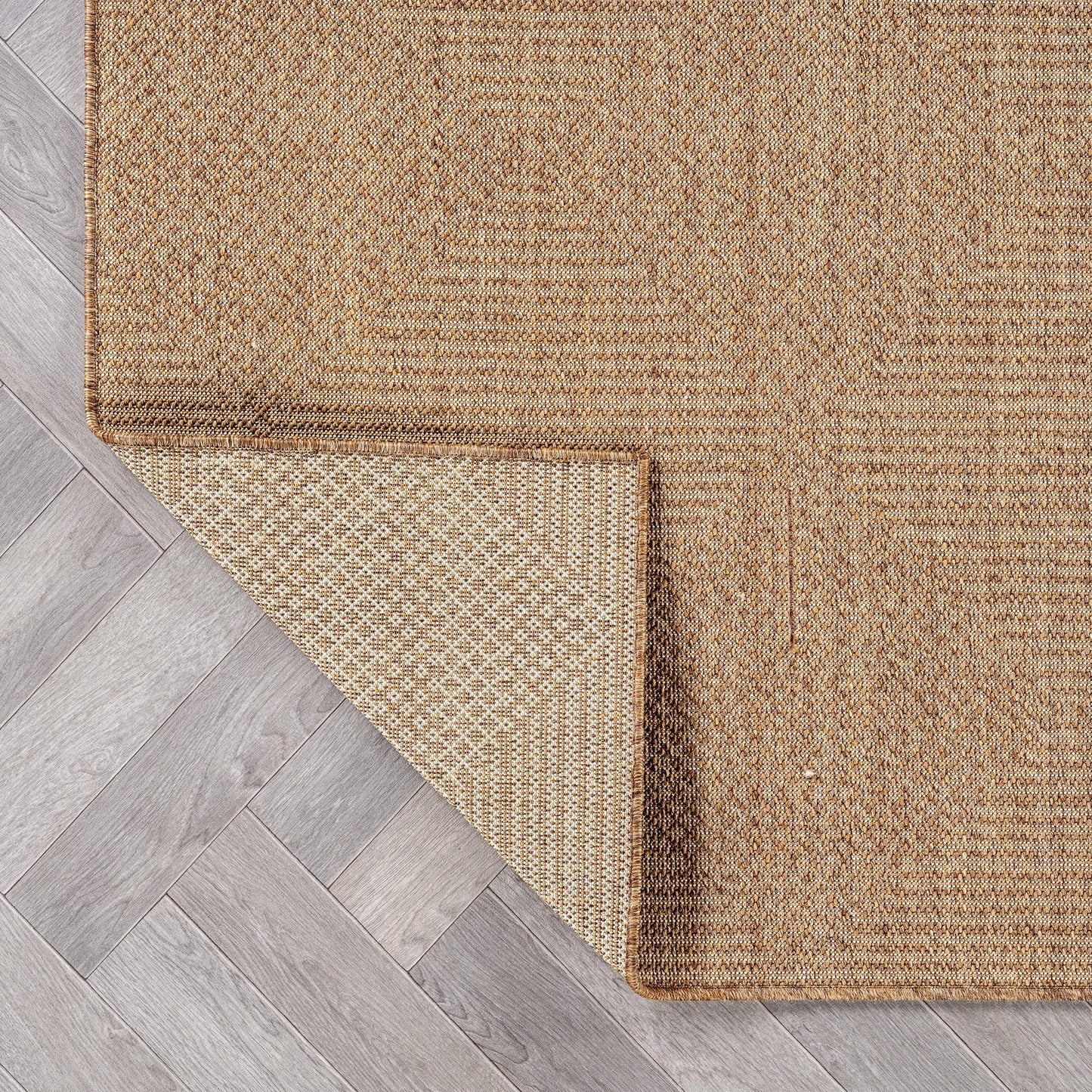 Rugshop Diamond Grid Indoor Outdoor Flat Woven Area Rug,Natural Jute-Style,Easy-Care Patio Rug for Backyard Porch Deck Balcony, 9' x 12' Sand/Natural