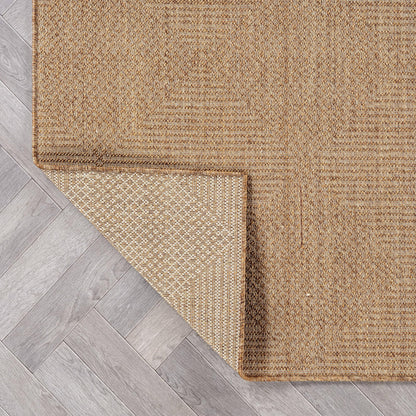 Rugshop Diamond Grid Indoor Outdoor Flat Woven Area Rug,Natural Jute-Style,Easy-Care Patio Rug for Backyard Porch Deck Balcony, 6'6" x 9' Sand/Natural