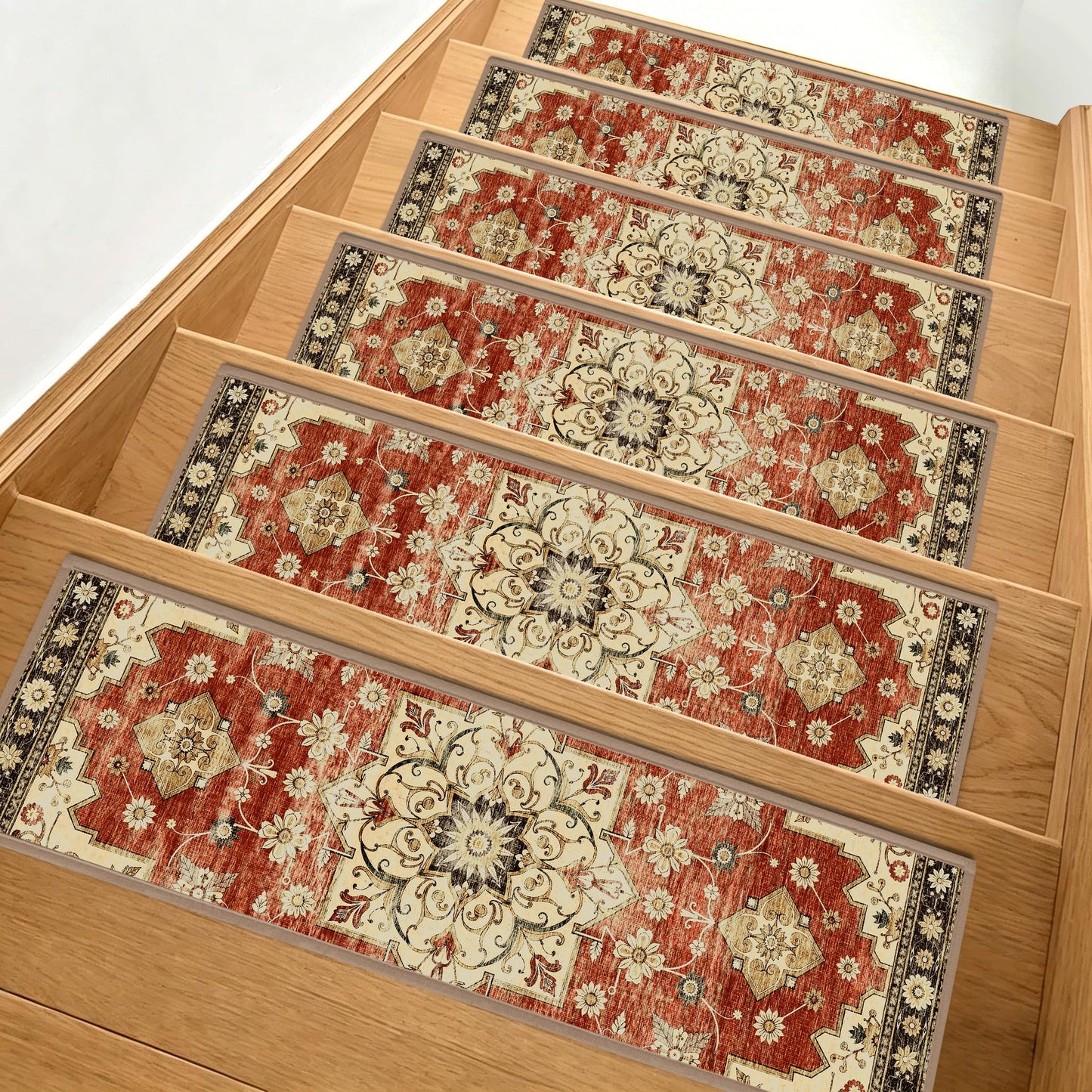 Non-Slip Stair Treads for Wooden Steps 15pcs,8"x30" Stair Carpet Treads for Indoor Use,Peel and Stick Stair Runners,Washable Reusable Adhesive Backing,Pet-Friendly Stair Capet for Kids,Elders,Dogs