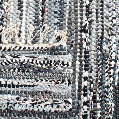 SAFAVIEH Rag Rug Collection Area Rug - 6' x 9', Grey, Handmade Boho Stripe Cotton, Ideal for High Traffic Areas in Living Room, Bedroom (RAR128A)