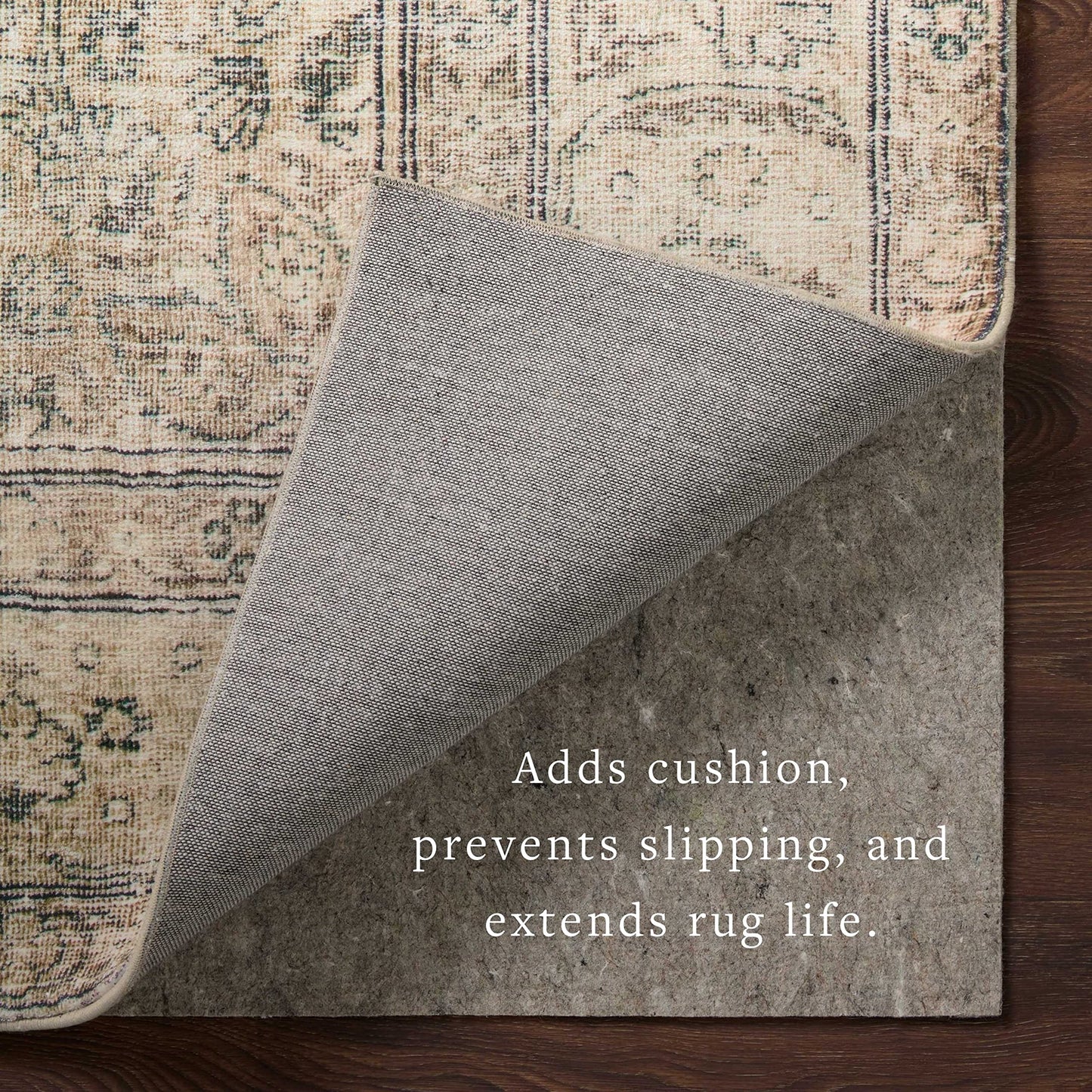 Loloi Loloi-Grip Rug Pad, FPAD2 Grey, 3'-0" x 5'-0", .13" Thick, Gray, 1/8 inch, Reversible, Soft, Cushion, Low Profile, Hardwood, Carpet, Tile, Vinyl, Linoleum, Multi Surface, Trim to fit, Rug Pad