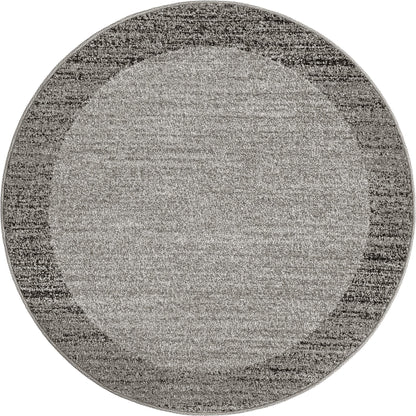 Rugs.com - Angelica Collection Rug – 4 Ft Round Light Gray Easy-Clean Rug – Perfect for Nurseries, Playrooms, and Bedrooms