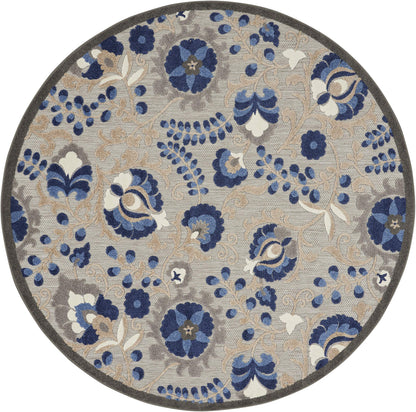Nourison Home Aloha Natural Blue 4' x Round Area Rug - Easy Clean, Non Shedding, Bed Room, Living Room, Dining Room, Kitchen (4' x Round)