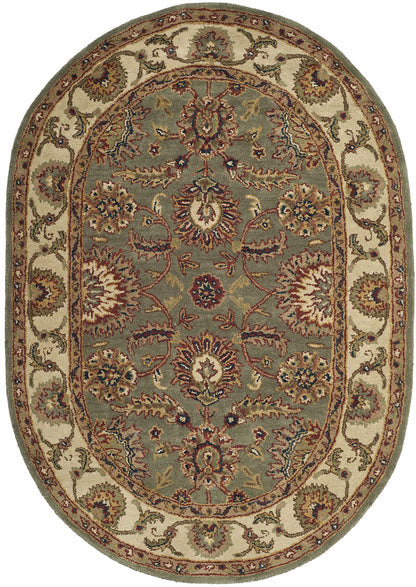 SAFAVIEH Classic Collection 7'6" x 9'6" Oval Celadon / Ivory CL359B Handmade Traditional Oriental Premium Wool Area Rug