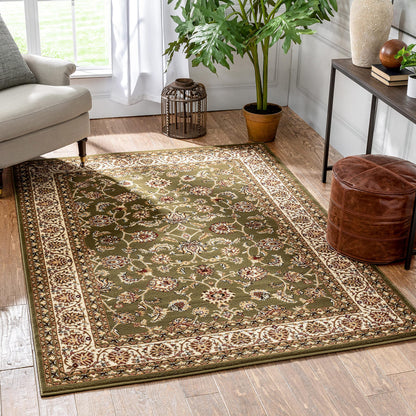 Well Woven Barclay Sarouk Green Traditional Area Rug 5'3" X 7'3"