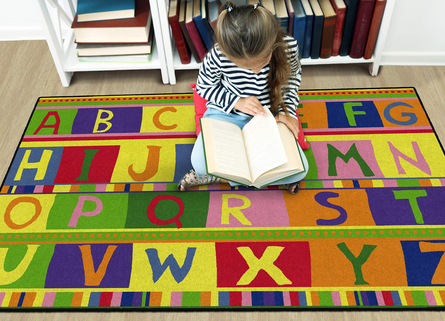 Flagship Carpets ABC Tapestry Machine Washable Educational Rug for Childrens Classroom, Home Learning and Playroom Rug or Children's Bedroom Carpet, 5' x 8', Multicolor