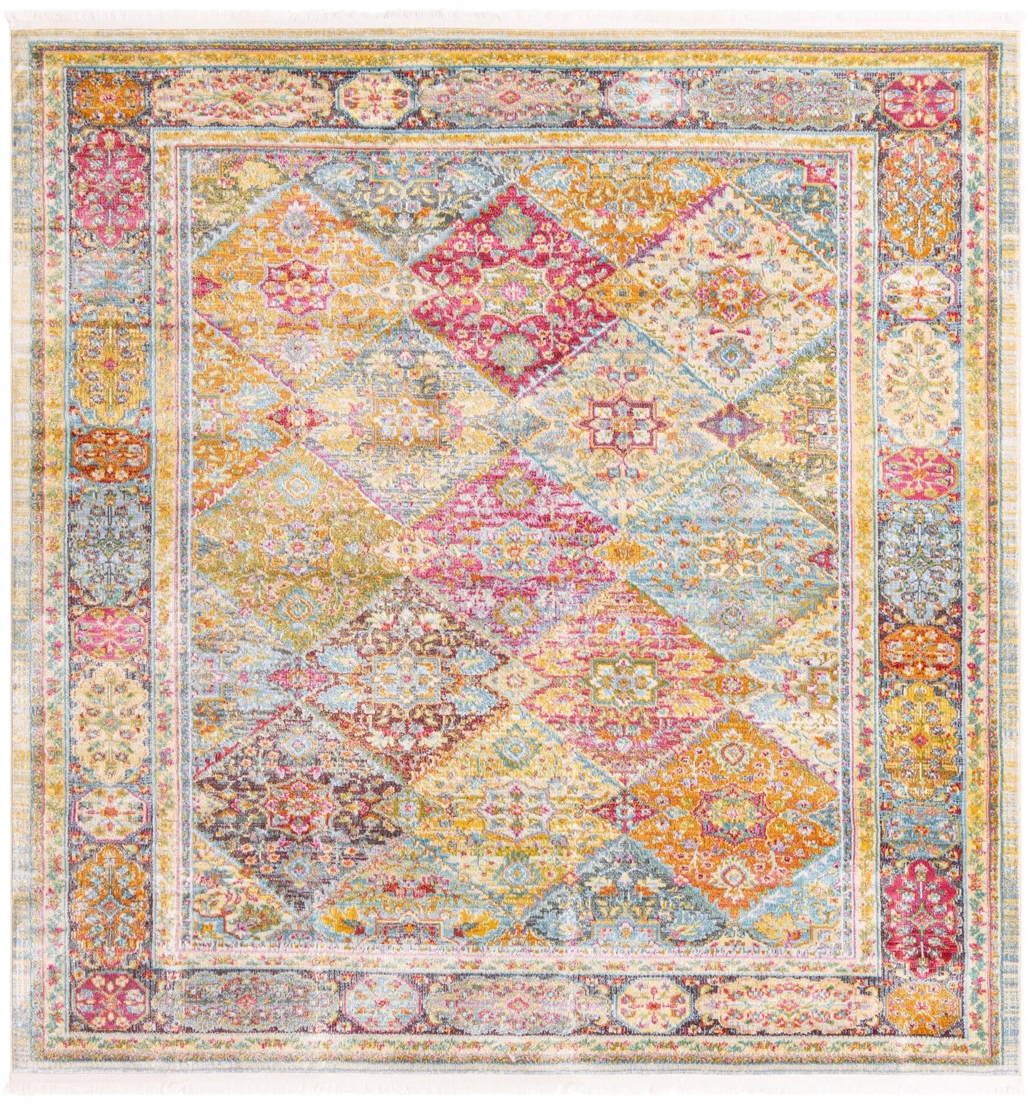 Unique Loom Baracoa Collection Area Rug - Marta (8' 2" Square, Multi/ Burgundy)