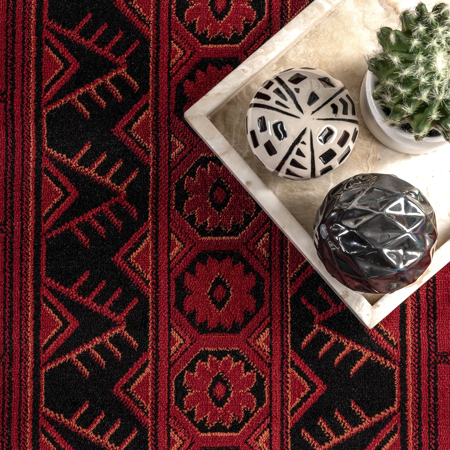 nuLOOM Billie Red/Ivory, 4' x 6', Traditional Oriental, Soft and Cozy, High Traffic, Stain Resistant, Easy Clean, Durable Area Rug for Bedroom, Living Room, Dining Space, Den, Foyer, Entryway