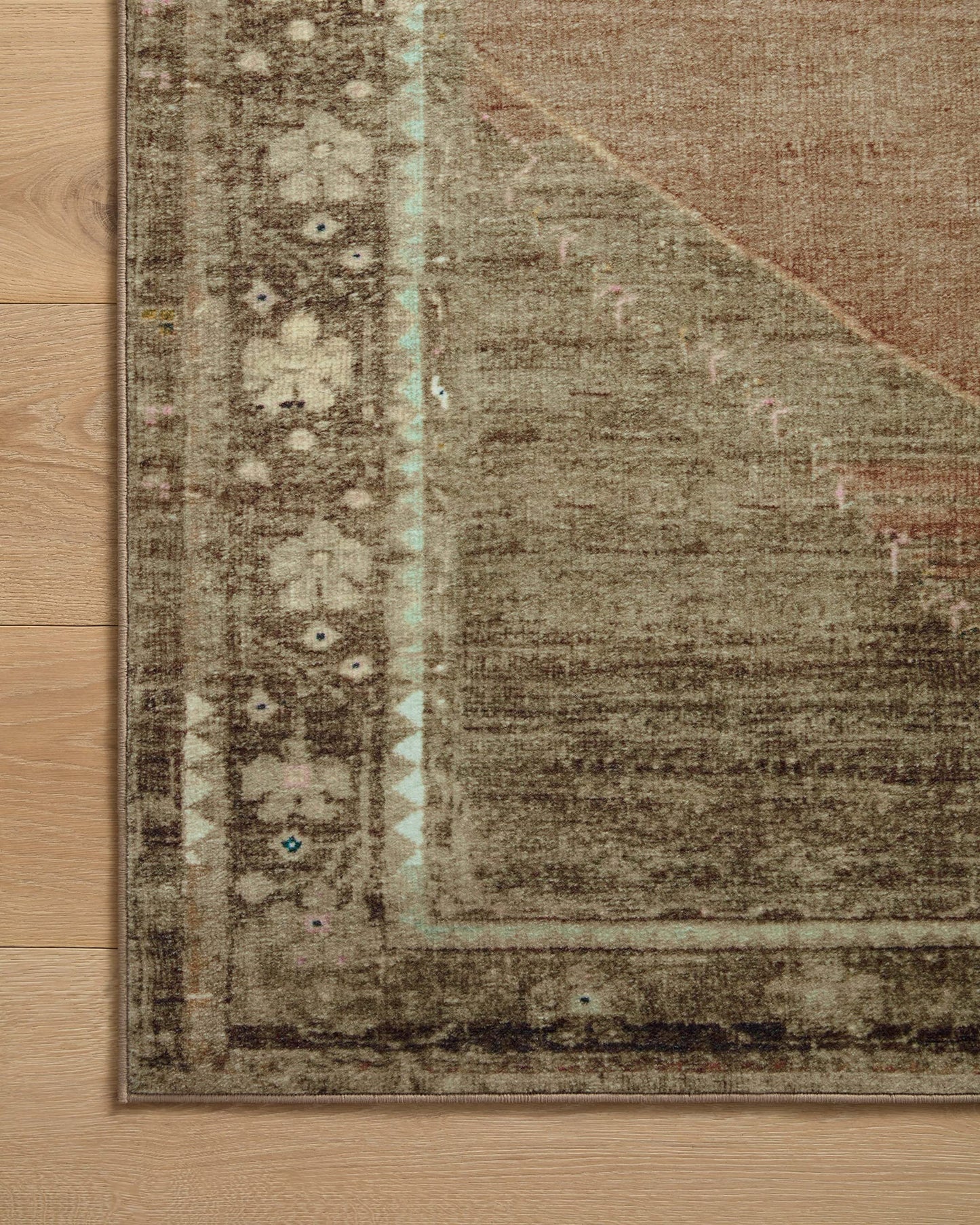 Loloi Magnolia Home by Joanna Gaines Sinclair Collection SIN-06 Clay/Tobacco 5'-0" x 7'-0", .25" Pile Height, Machine Washable, Area Rug