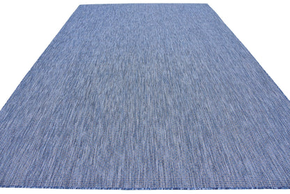 Unique Loom Collection Casual Transitional Solid Heathered Indoor/Outdoor Flatweave Area Rug (8' x 11' 4" Rectangle, Blue/Navy Blue)