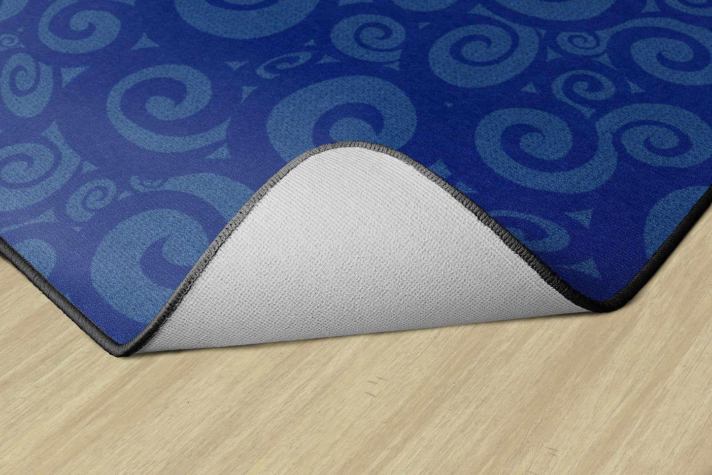 Flagship Swirl Tone on Tone Carpet for Children's Classroom and Bedroom Area Rug, Playroom or Teaching Area for Playtime and Reading, 6' x 8'4", Blue