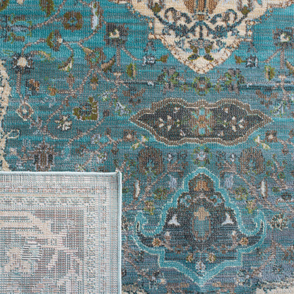 SAFAVIEH Luxor Collection Area Rug - 5'3" x 7'7", Turquoise & Beige, Handmade Boho Chic Oriental, Ideal for High Traffic Areas in Living Room, Bedroom (LUX342K)
