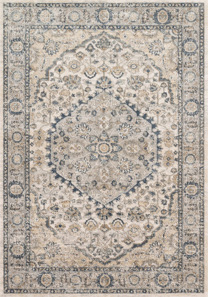 Loloi II Teagan Collection TEA-01 Natural/Lt. Grey 6'-7" x 9'-2", .25" Thick, Area Rug, Soft, Durable, Neutral, Woven, Low Pile, Non-Shedding, Easy Clean, Living Room Rug