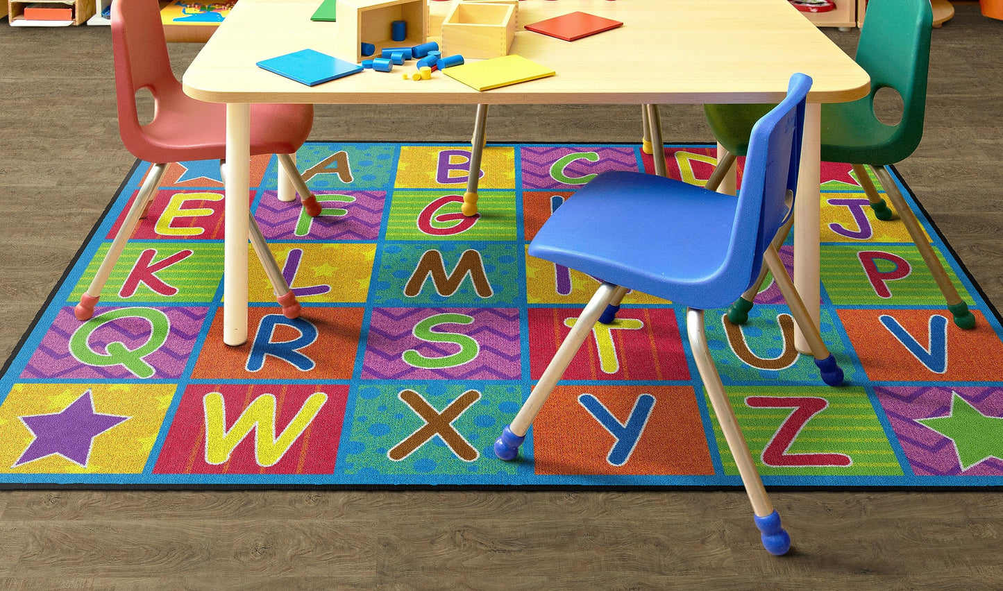 Flagship Carpets Cheerful Alphabet Educational Multicolor Rug for Home Learning Area or Playroom Mat, Kids Room, Childrens Classroom Carpet, 4' x 6', Rectangle